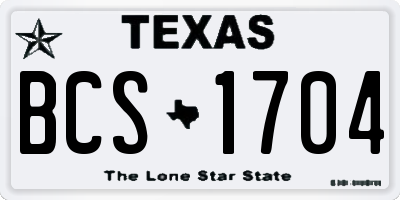 TX license plate BCS1704