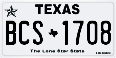 TX license plate BCS1708