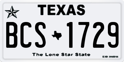TX license plate BCS1729