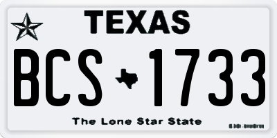 TX license plate BCS1733