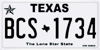 TX license plate BCS1734