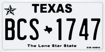 TX license plate BCS1747