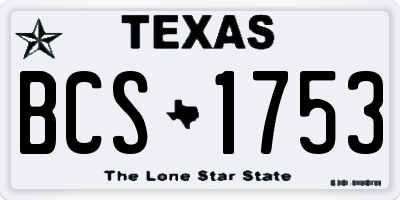 TX license plate BCS1753