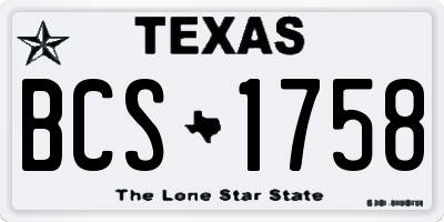 TX license plate BCS1758