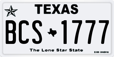 TX license plate BCS1777