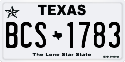 TX license plate BCS1783
