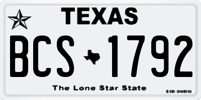 TX license plate BCS1792