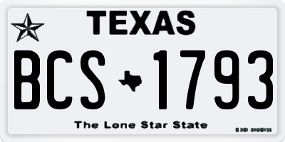 TX license plate BCS1793