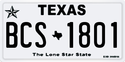 TX license plate BCS1801
