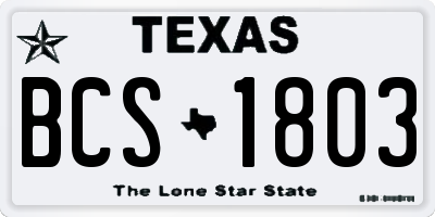 TX license plate BCS1803