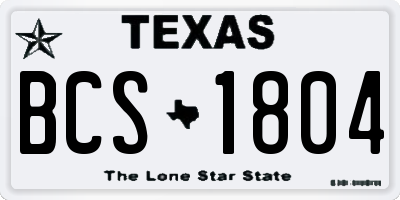 TX license plate BCS1804