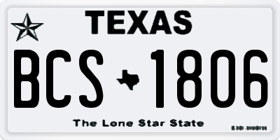 TX license plate BCS1806