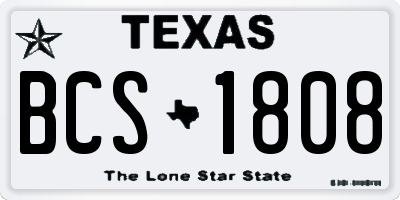 TX license plate BCS1808