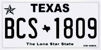 TX license plate BCS1809
