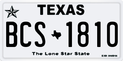 TX license plate BCS1810