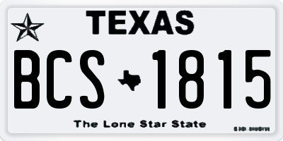 TX license plate BCS1815