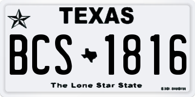 TX license plate BCS1816