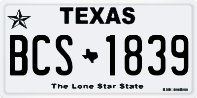 TX license plate BCS1839