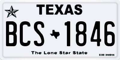 TX license plate BCS1846