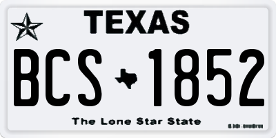 TX license plate BCS1852