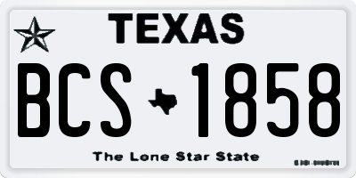 TX license plate BCS1858