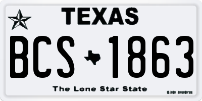 TX license plate BCS1863