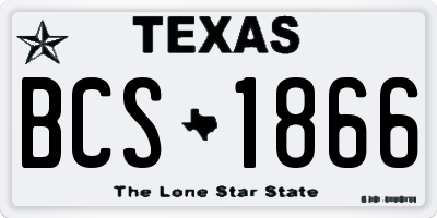 TX license plate BCS1866