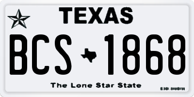 TX license plate BCS1868