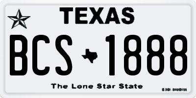 TX license plate BCS1888