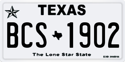 TX license plate BCS1902