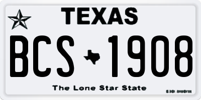 TX license plate BCS1908