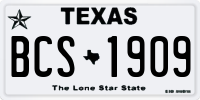 TX license plate BCS1909