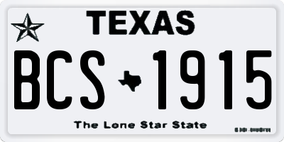 TX license plate BCS1915