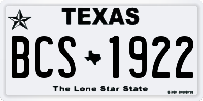 TX license plate BCS1922