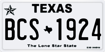 TX license plate BCS1924