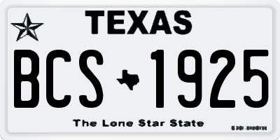 TX license plate BCS1925