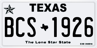 TX license plate BCS1926