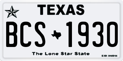 TX license plate BCS1930