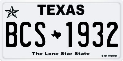 TX license plate BCS1932