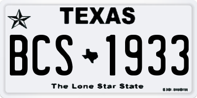 TX license plate BCS1933