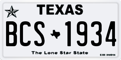 TX license plate BCS1934