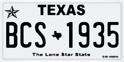 TX license plate BCS1935