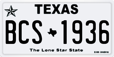 TX license plate BCS1936