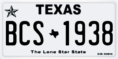 TX license plate BCS1938