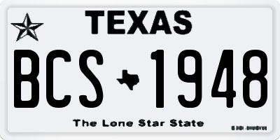 TX license plate BCS1948