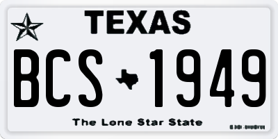 TX license plate BCS1949