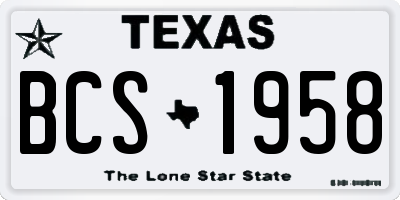 TX license plate BCS1958