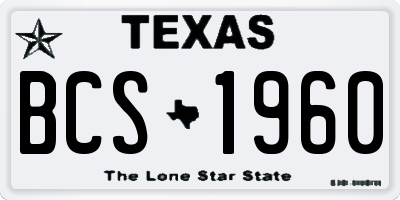 TX license plate BCS1960