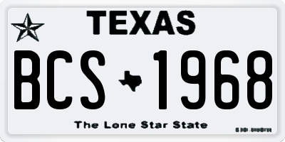 TX license plate BCS1968