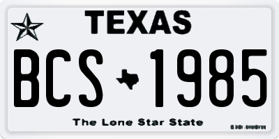 TX license plate BCS1985